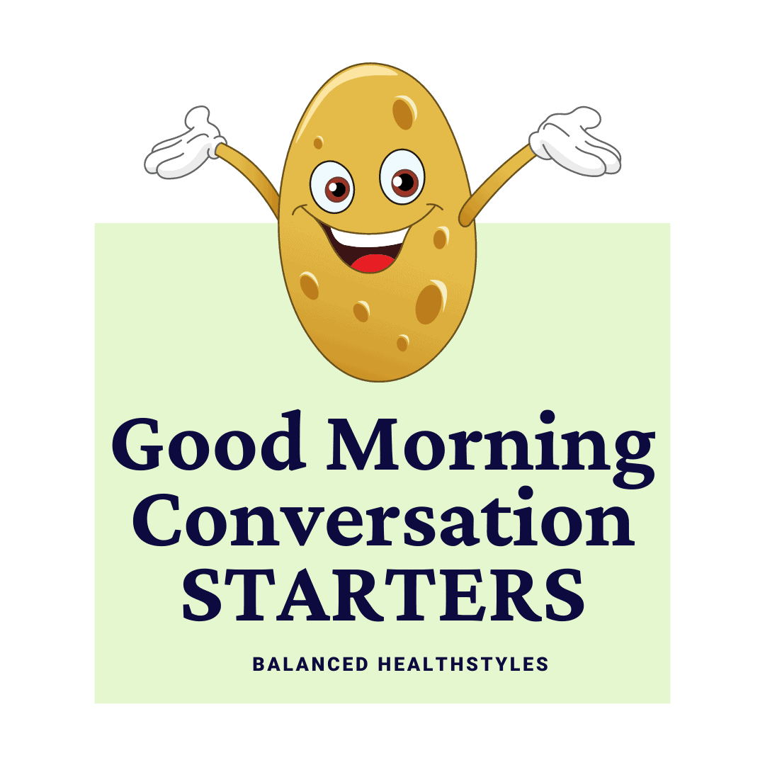 A cartoon potato with a smile used as an icon for a morning conversation starter.