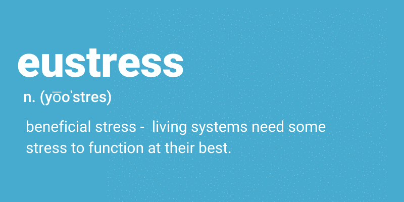 The definition of eustress which is beneficial or good stress. It looks like a page from the dictionary.