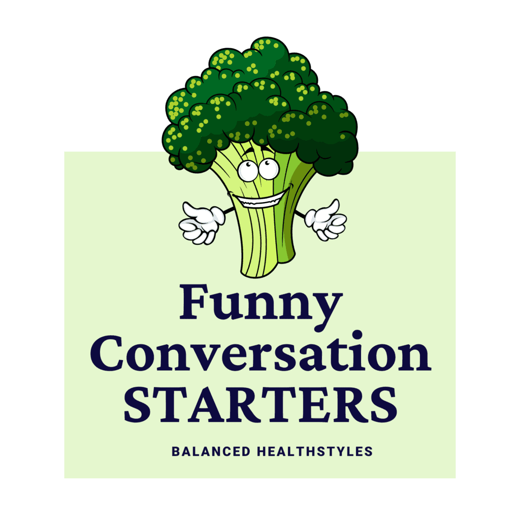 Smiling broccoli icon used as a symbol for a funny conversation starter with a meal.