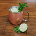 Non-alcoholic Moscow Mule mocktail made with ginger beer, lime, and fresh mint