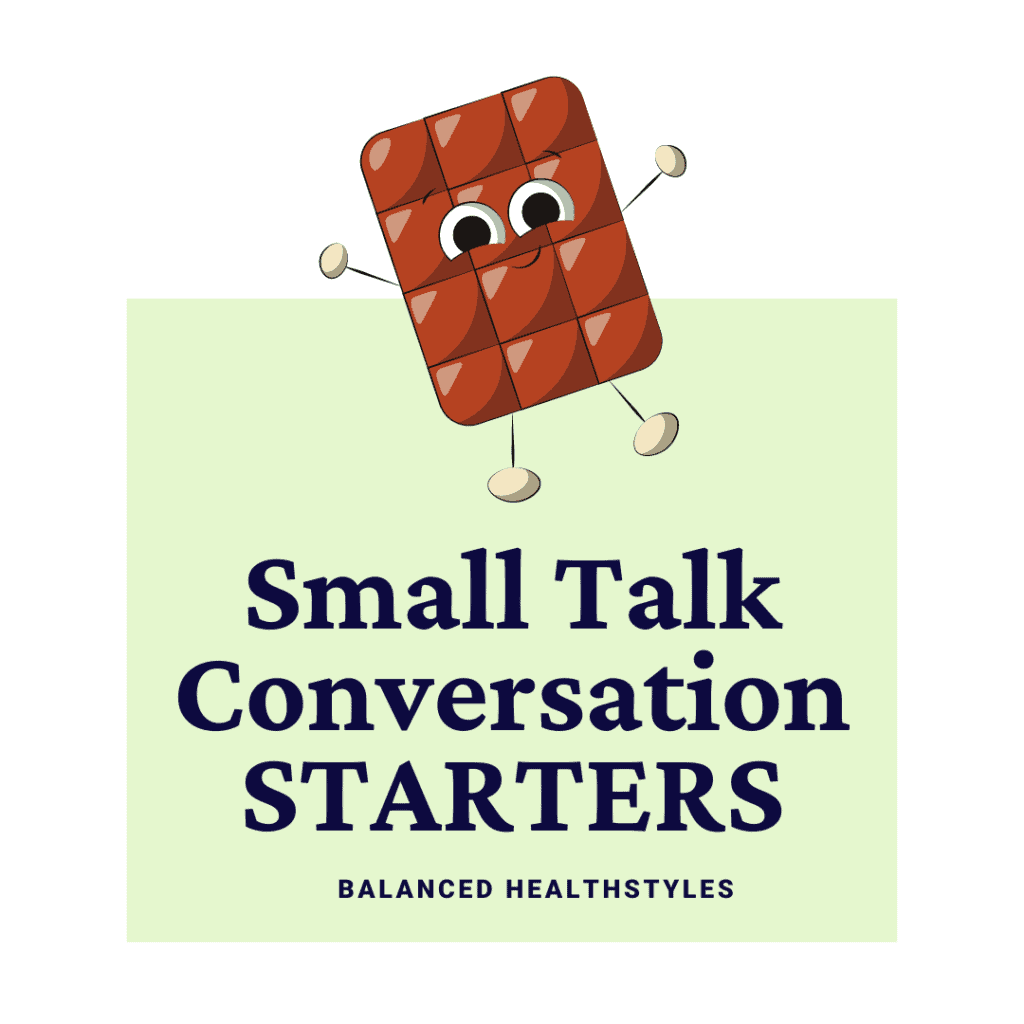 Cartoon chocolate bar with open arms used as an icon for small talk conversation starters