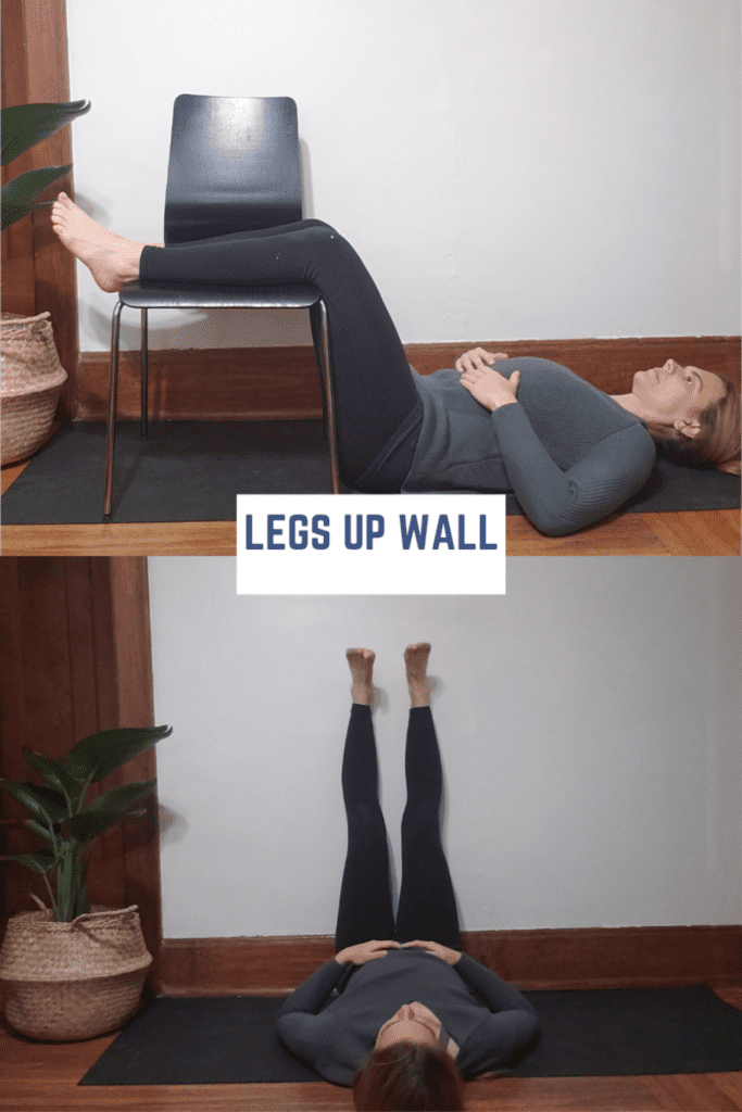 Finishing up a yoga flow with legs up the wall is a powerful restorative pose for stress relief