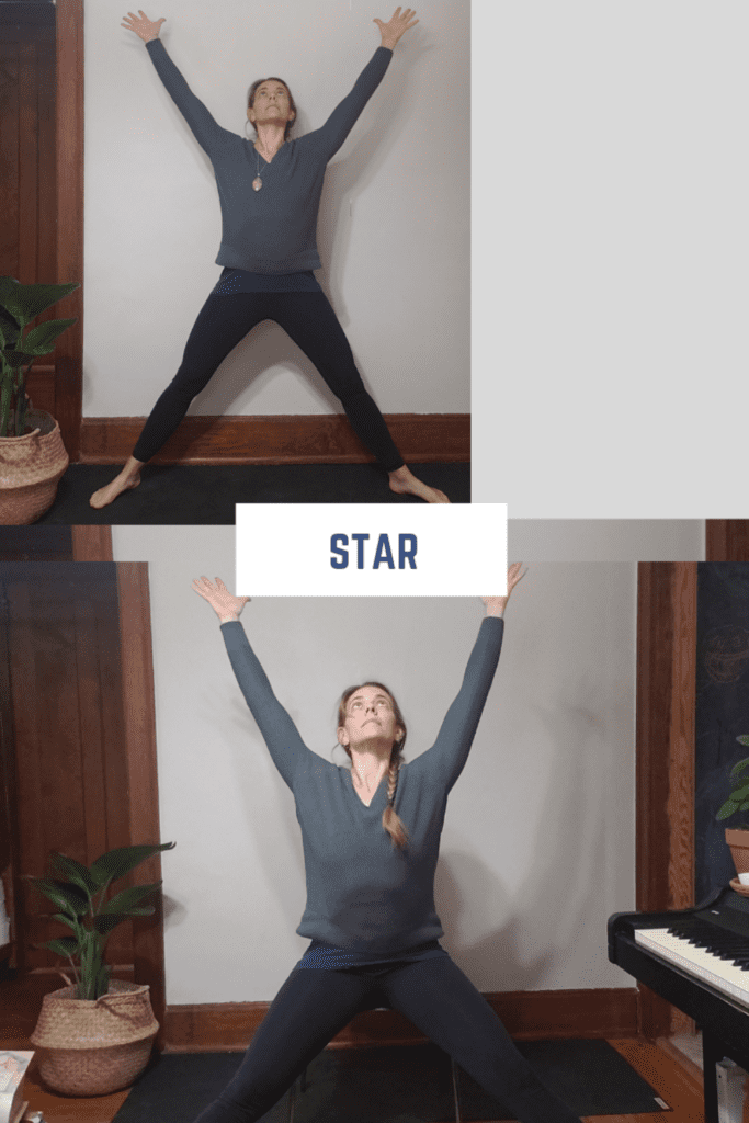 five pointed star pose for stress relief is a beginner-friendly yoga flow to increase energy and energize the body