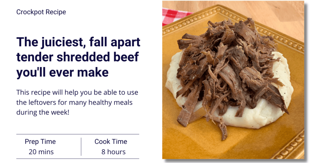 This recipe for shredded beef in slow cooker includes how to make gravy with flour and drippings