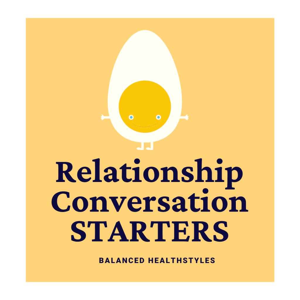 A hugging egg used as an icon for relationship conversation starters questions.