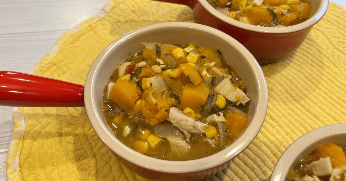 Chicken chili with butternut squash and hatch green chiles