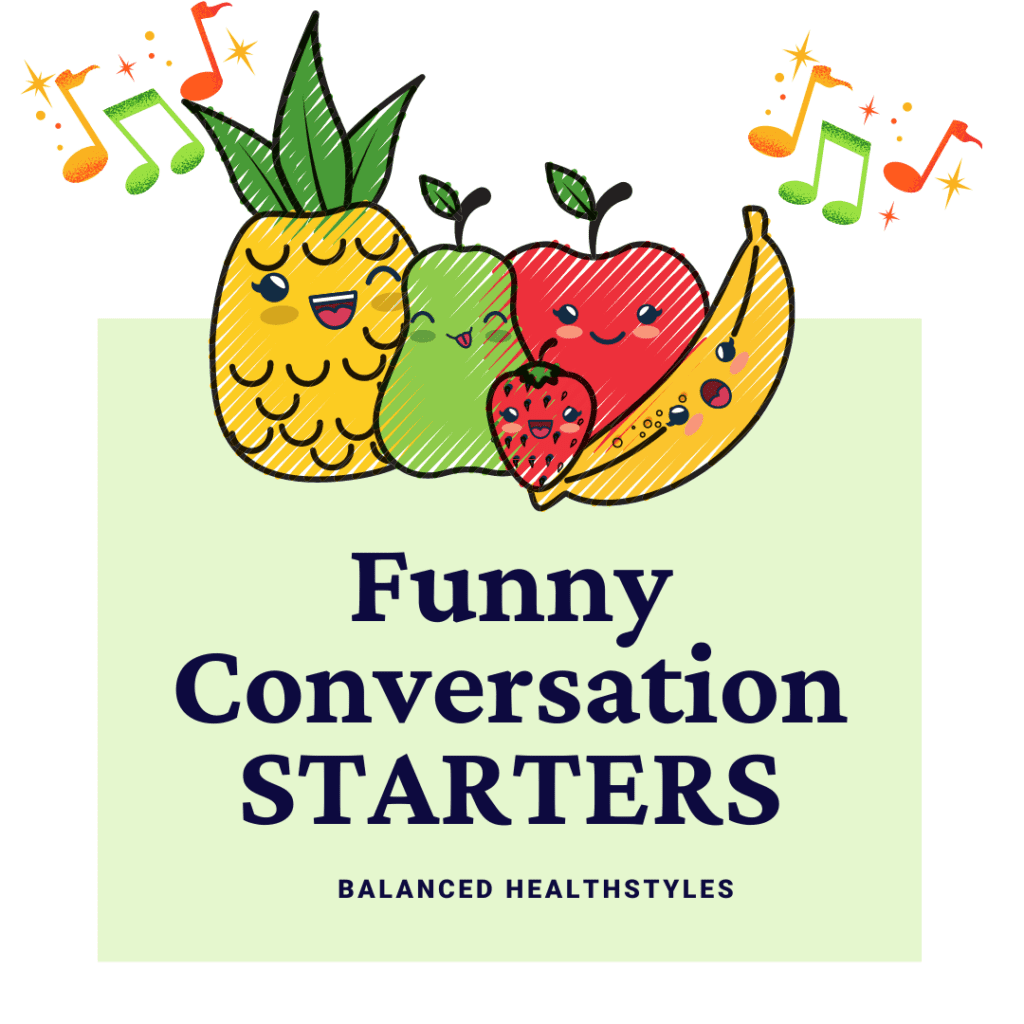 Cartoon fruit singing misheard lyrics used as an icon for a funny conversation starter