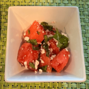 Basil lime dressing sparks up this watermelon feta salad