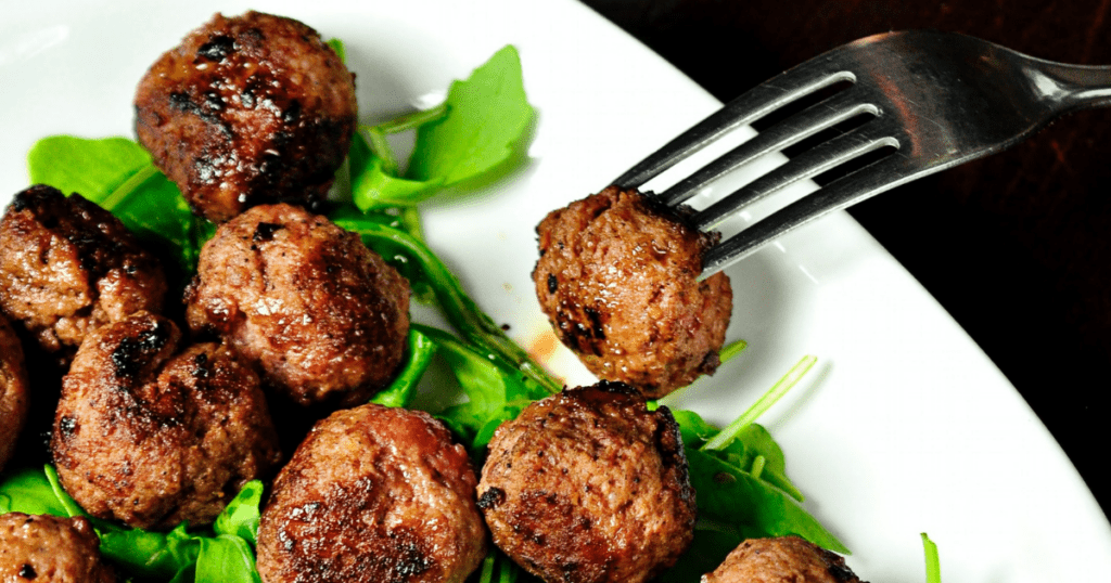 Air fryer meatball recipe - keto cheese stuffed bison meatballs, and freezing tips for meal prep