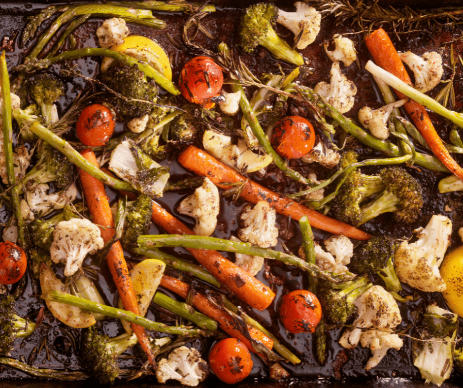 Sheet pan roasted vegetables can be made on the grill, if you use a heavy solid sheet pan