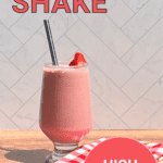 This rhubarb strawberry smoothie is a high protein shake reminiscent of your German Grandma’s kuchen