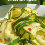 Summer squash recipes - raw zucchini marinated salad made with zoodles