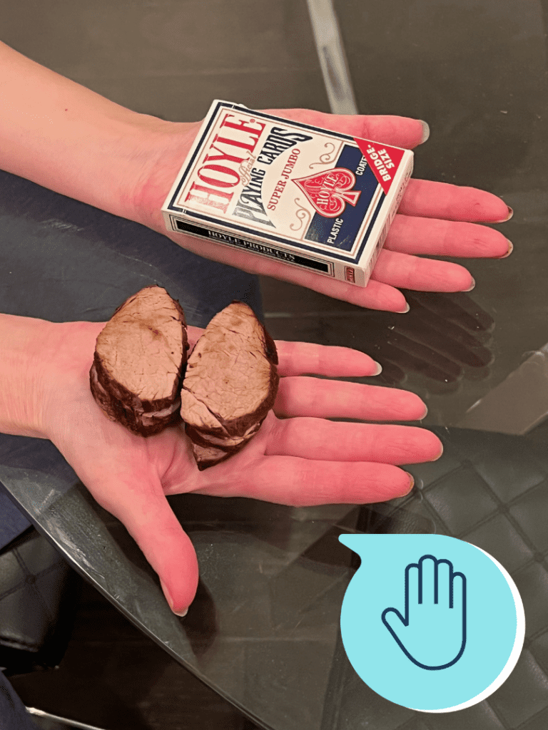 How to measure protein with a deck of cards compared to a palm size portion of protein.