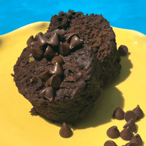 Healthy Makeover for this Chocolate Peanut Butter Cake in a Mug - a microwave cupcake that tastes like Reese’s
