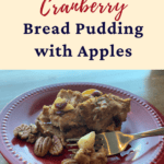 Recipe for cinnamon cranberry bread pudding with apples and an easy bread pudding vanilla sauce