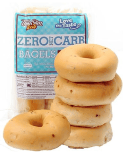 Image of Thin Slim brand zero net carb bagels, linked to purchase option on Amazon