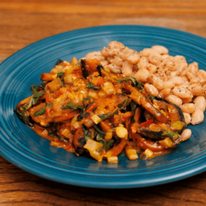 The slightly sweet flavor of butternut squash with harissa sauce spicy smoky & tangy elements pairs well