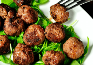 Air fryer meatballs - Keto recipe how to make cheese stuffed ground bison meatballs, with MyFitnessPal food journal barcode