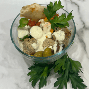 Healthy eating made easier with this Greek ground turkey meatball protein power bowl.