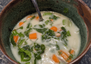 When you need to use up spinach, make this easy vegetarian potato and white bean soup. Instant pot recipe.