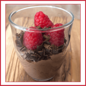 Dairy-free chocolate raspberry mouse from a recipe with silken tofu
